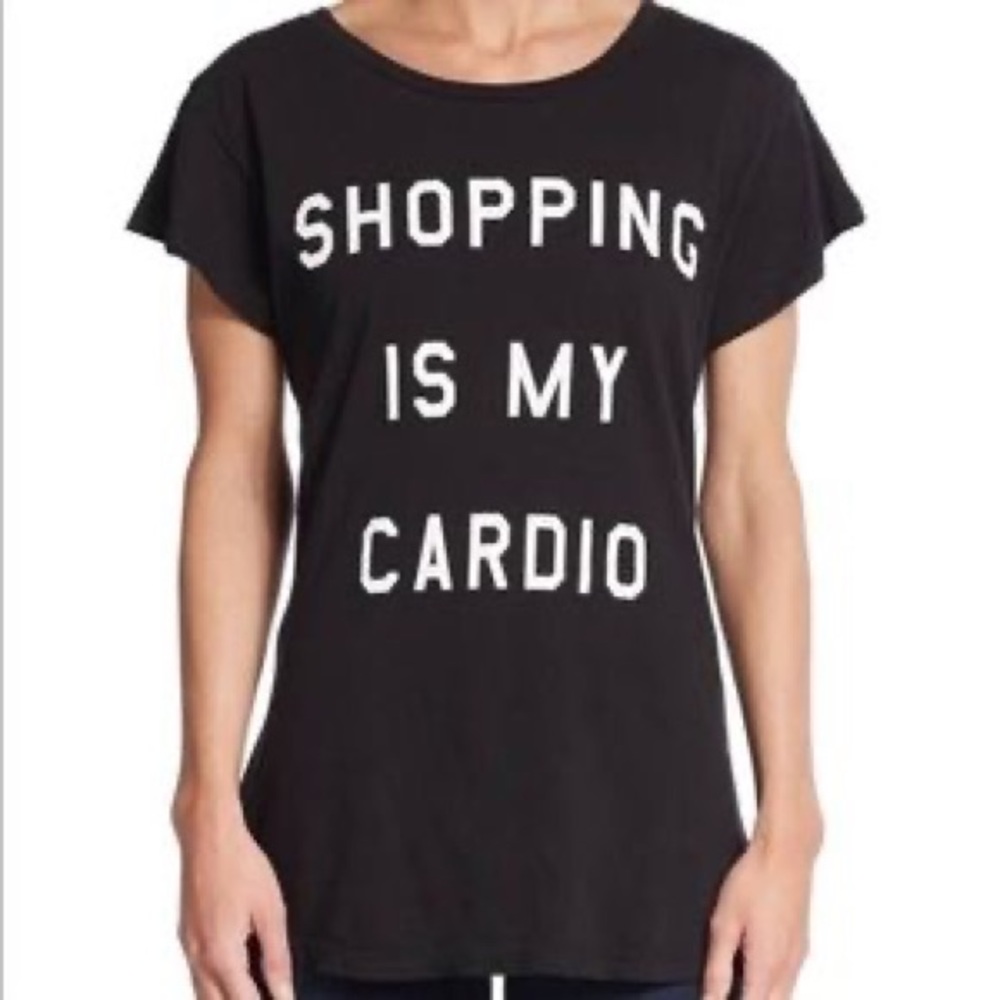 Wildfox shopping is my cardio black t shirt XS